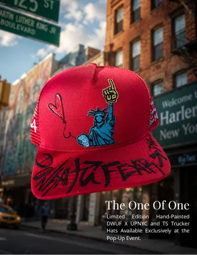 One-of-one hand-painted DWUL hat concept for UP NYC